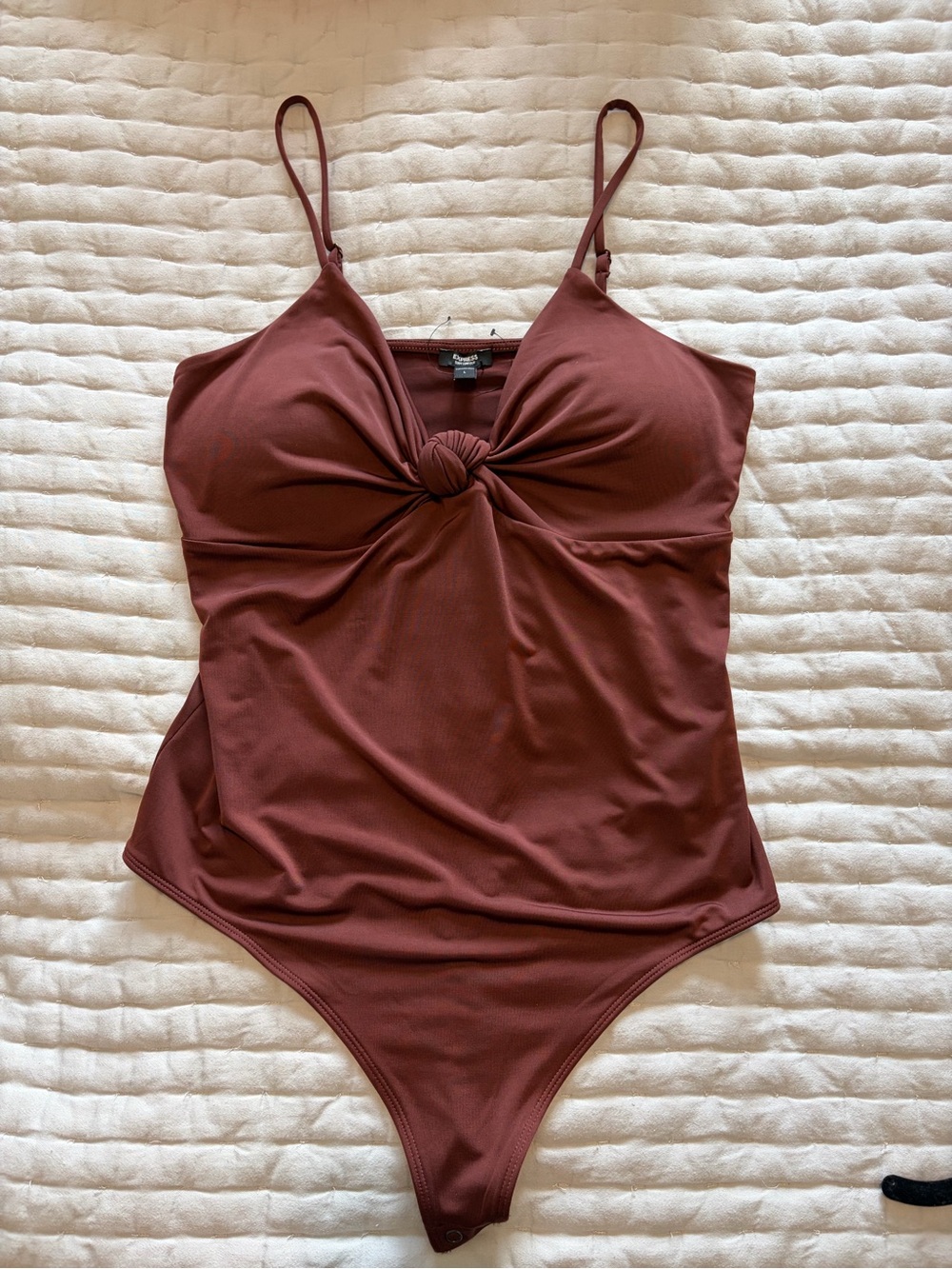 Express Rust Knot-Front One-Piece Swimsuit